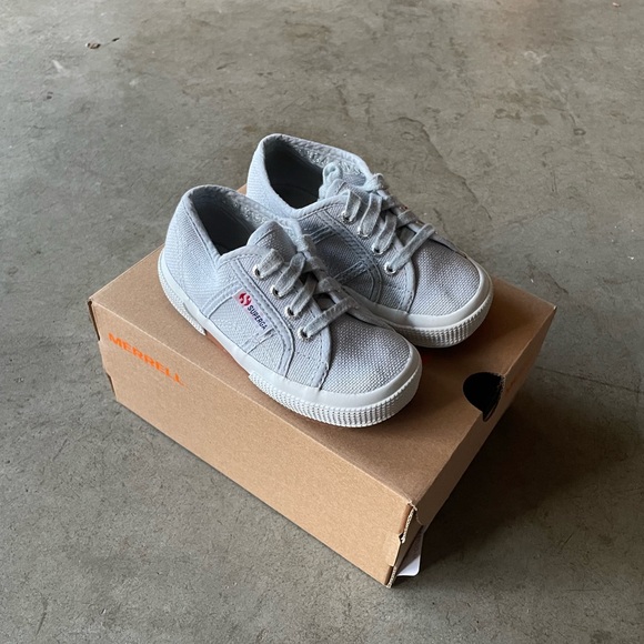 Superga 2750 JCOT Classic Toddler/Kids Grey Cotton Lace Up Sneakers Girls 8.5 - Picture 1 of 3